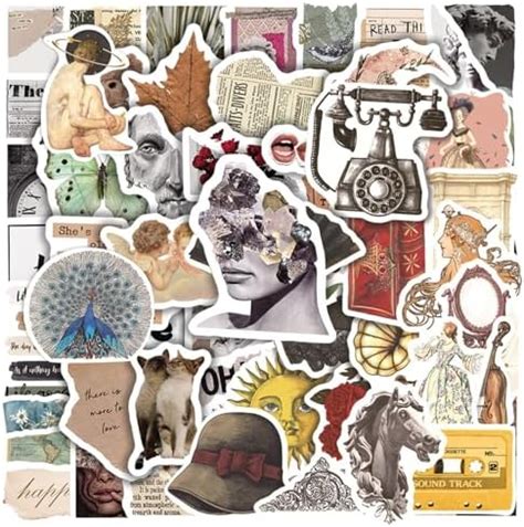 52 Pcs Vintage Stickers Kindle Stickers Stickers Aesthetic Book