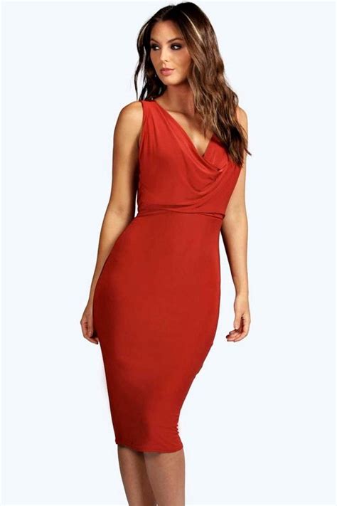 Emi Slinky Cowl Front And Back Bodycon Dress Boohoo