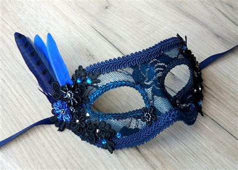 Navy Blue Masquerade Mask Wedding Ceremony Masks Mardi Gras Etsy