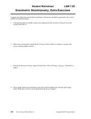 Gravimetric Stoich Ws Pdf Student Worksheet Lsm D Gravimetric