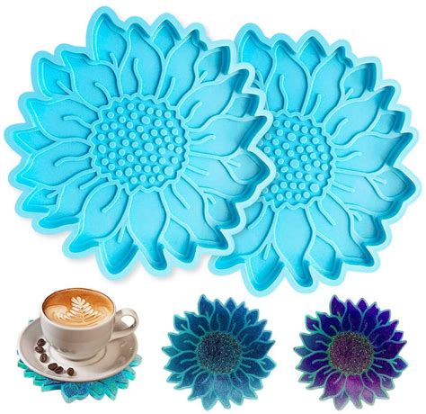 Sunflower Coaster Mold Set For Resin And Clay 2pc Silicone Etsy