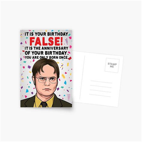 The Office Birthday Card Dwight Schrute Birthday Card Postcard For