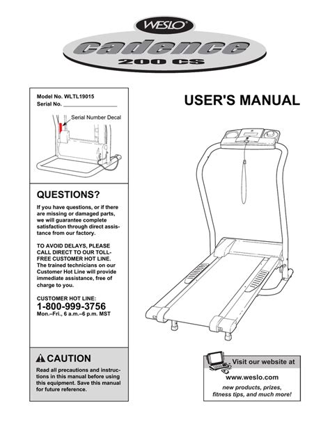 Weslo WLTL19012 User Manual Manualzz