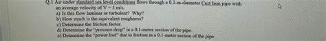 Solved 477 Q 1 Air Under Standard Sea Level Conditions Flows Chegg