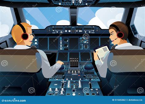 Pilot and Copilot Inside the Cockpit Stock Vector - Illustration of ...