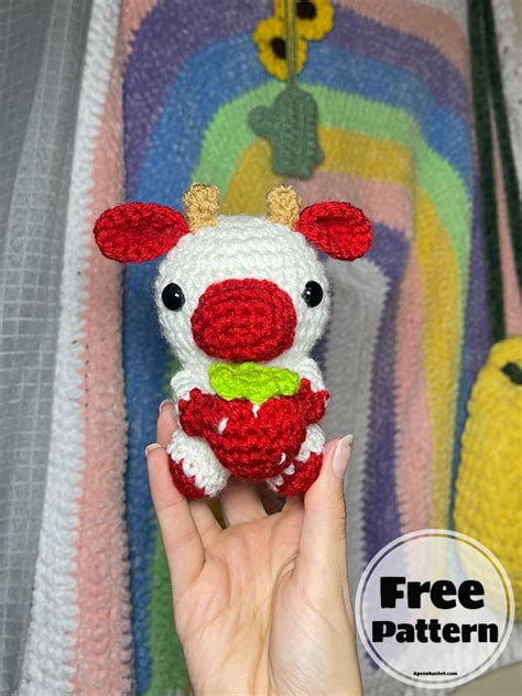 Crochet Strawberry Cow Free Amigurumi PDF Pattern