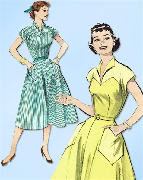 1950s Vintage Butterick Sewing Pattern 6980 Quick Easy Misses Dress