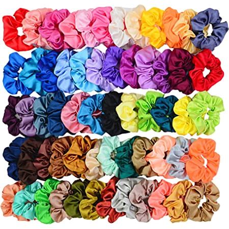 Amazon ZZICEN Satin Scrunchies 60 Colors Silk Scrunchies Hair