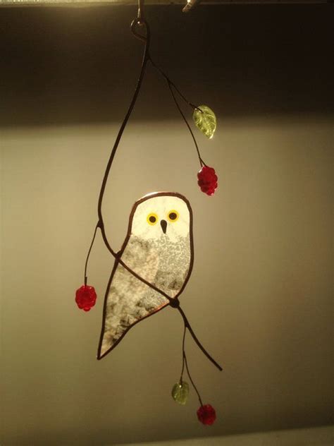 Snowy Owl Stained Glass Suncatcher By Birdsandbugs1 On Etsy 25 00 Stained Glass Ornaments