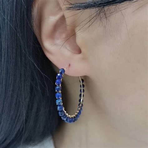 Boucles D Oreilles Boho En Vrai Lapis Lazuli Bijoux En Pierres Pr