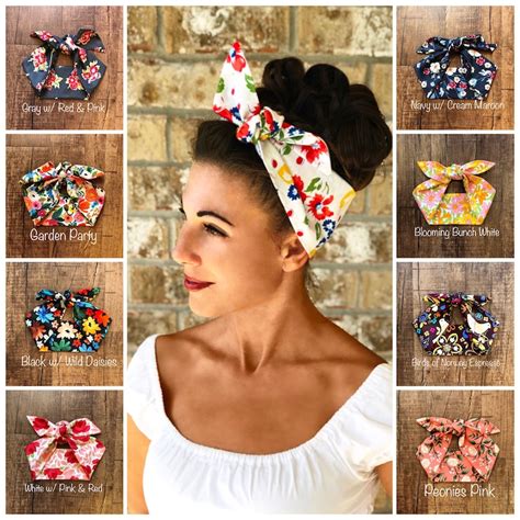 Medium Florals Miranda Retro Hair Wrap Wide Self Tie Headband Etsy