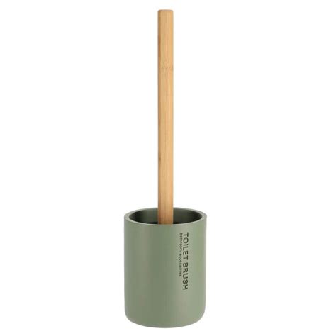 Evideco French Home Goods Chic Matte Green Toilet Brush Holder Set With