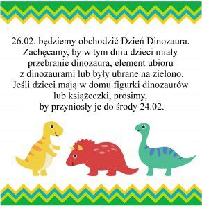 Dzie Dinozaura Przedszkole Nr W Chorzowie