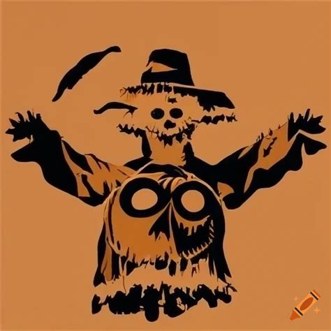 Graphic Stencil Of A Scarecrow Pumpkin On Craiyon