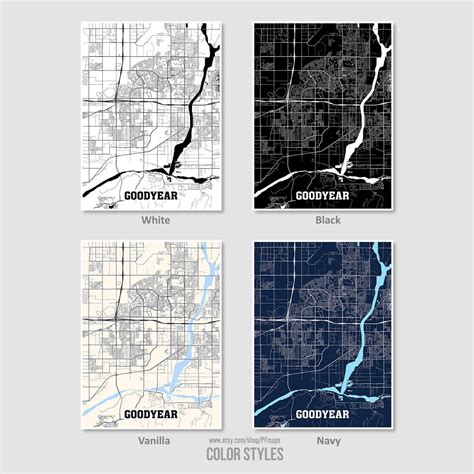 Goodyear Map Print Goodyear City Map Arizona AZ USA Map | Etsy