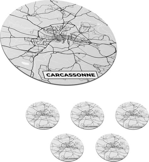 Onderzetters Voor Glazen Rond Frankrijk Carcassonne Stadskaart