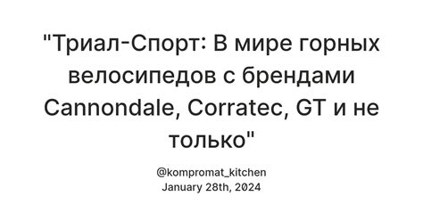 "Триал-Спорт: В мире горных велосипедов с брендами Cannondale, Corratec ...