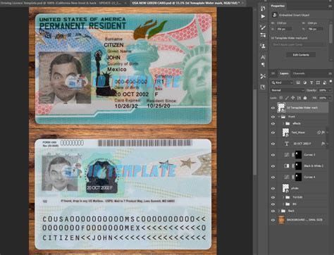 Usa Green Card Psd Template Current Version 2023