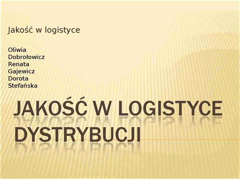 Jakość w logistyce dystrybucji Notatek pl