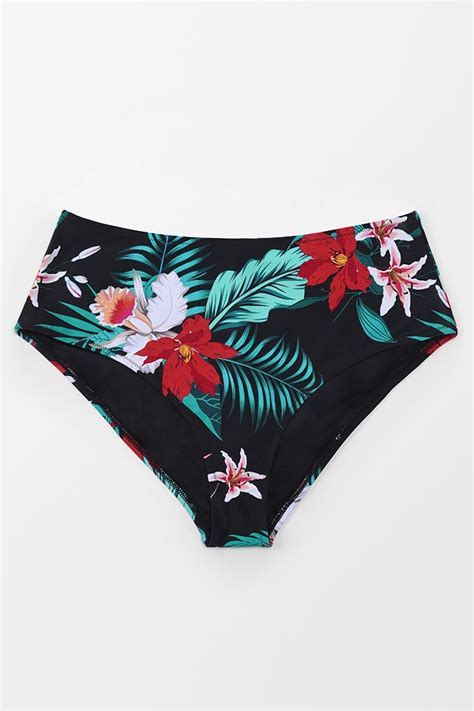 Cecilia Floral High Waisted Plus Size Bikini Bottom Cupshe AU