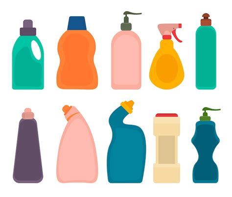 Bouteilles De Produits Détergents Ensemble Demballage En Plastique