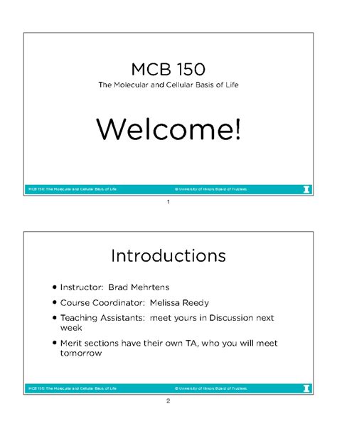 Lecture 01 Web Notes MCB 150 The Molecular And Cellular Basis Of