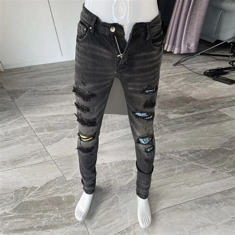 Designer Black Skinny Jeans Mens Rip Jeans Black Men Skinny Street Fashion Men Aliexpress