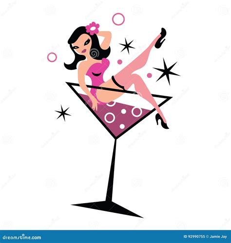 Girl In Martini Glass Vector