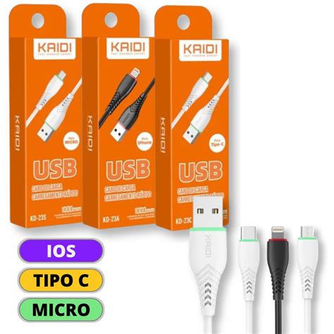 Cabo De Dados A Nylon Usb Kaidi Kd Kaidi