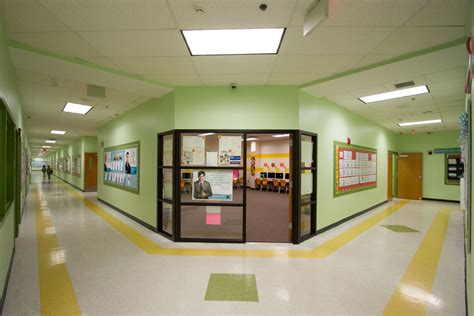 Elementary School Hallway With Students