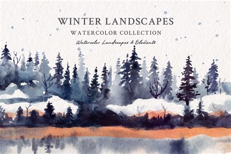 Watercolor Winter Landscapes | Creative Market