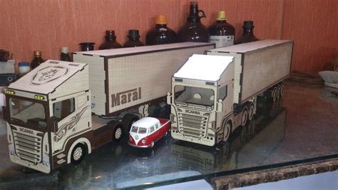 Laser Cut Scania Truck Wood Model Toy Kit Free Vector ARABIC CNC