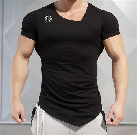 Asymmetric Collar Sports Men’s T-Shirt - Men's Fitness Apparel, Men's ...