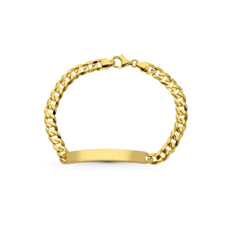 Esclava oro 18k hombre 20 5 cm barbada chapa lisa mosquetón Avunto