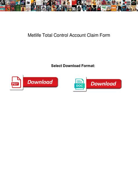 Fillable Online Metlife Total Control Account Claim Form Metlife Total