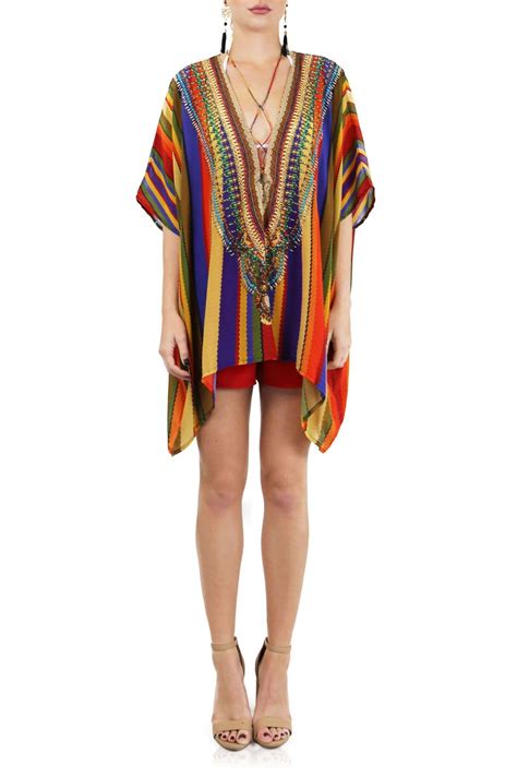 Rainbow Stripe Print Caftan Top Kaftan Tops Tropical Print Maxi Dress Tunic Designs