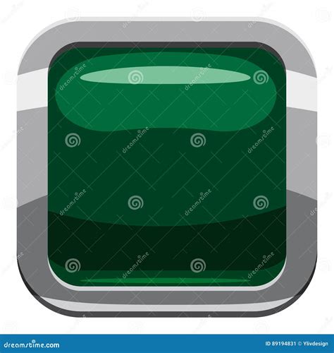 Dark Green Square Button Icon Cartoon Style Stock Vector