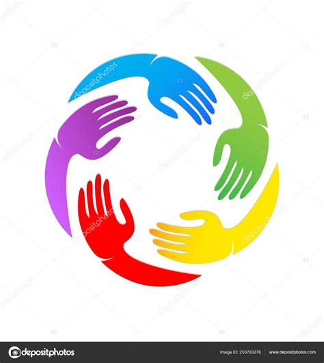 Colorful Unity Hands Together Vector Logo Stock Vector Image By ©keviz