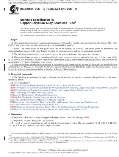 ASTM B643 18 Red Standard Specification For Copper Beryllium Alloy