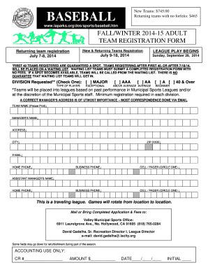 Fillable Online Laparks Printable Registration Form City Of Los