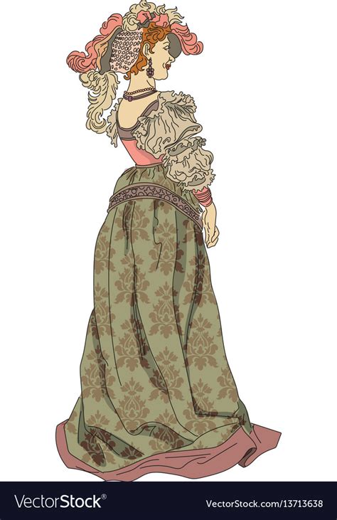 Woman From Nineteenth Century In A Dress Vector Image