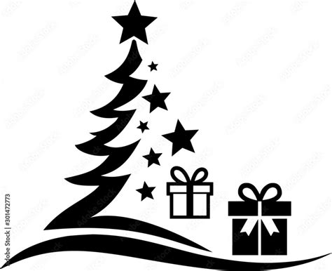 Christmas Tree Stars Vector Icon Silhouette Stock Vector Adobe Stock