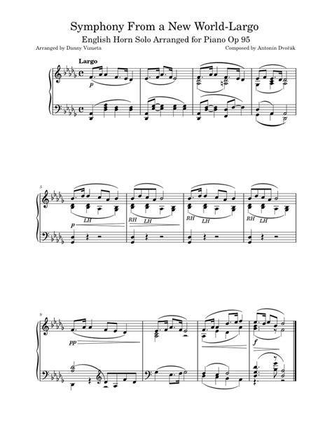 Largo From The New World Symphony English Horn Solo Arranged For Piano