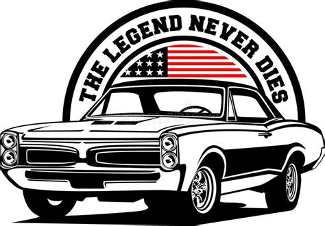 American Classic And Muscle Cars Logo Pontiac Gto With American Flag