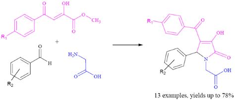 Synthesis Of 5 Aryl 4 Aroyl 3 Hydroxy 1 Carboxymethyl 3 Pyrroline 2