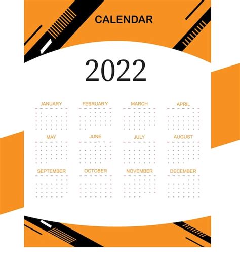 Diseño De Plantilla De Calendario 2022 Vector Premium