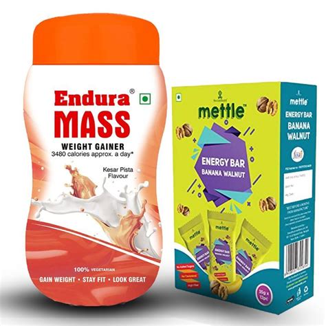 Endura Mass Weight Gainer Kesar Pista With Mettle Banana Walnut Energy