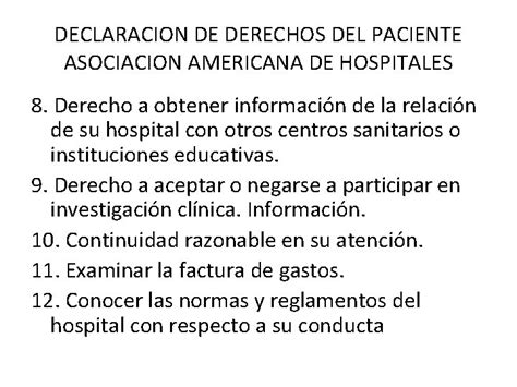 Derechos Y Obligaciones De Los Pacientes Y Personal