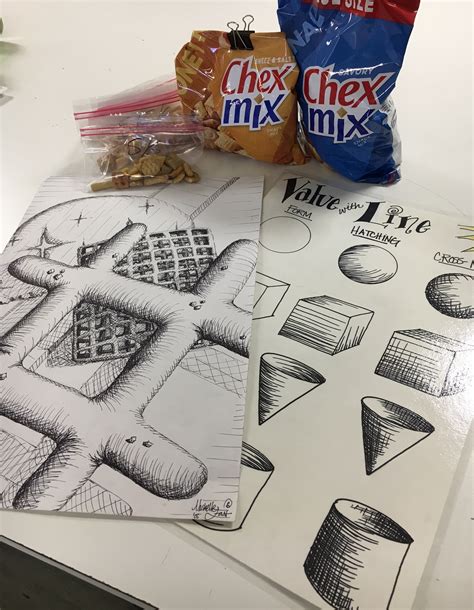 Chex Mix Cross Hatching Drawing Value Through Line Create Art With Me