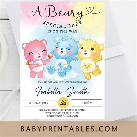 Cute Teddy Bears Baby Shower Invites D605 Baby Printables